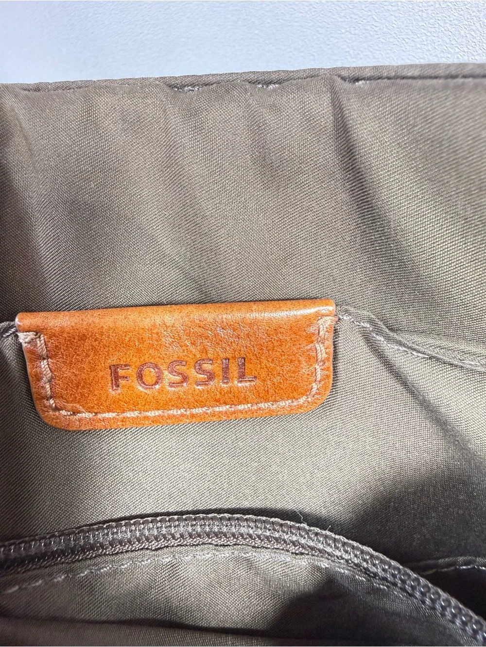 Fossil Buckner North/South City Cognac Brown Leather Messenger Bag